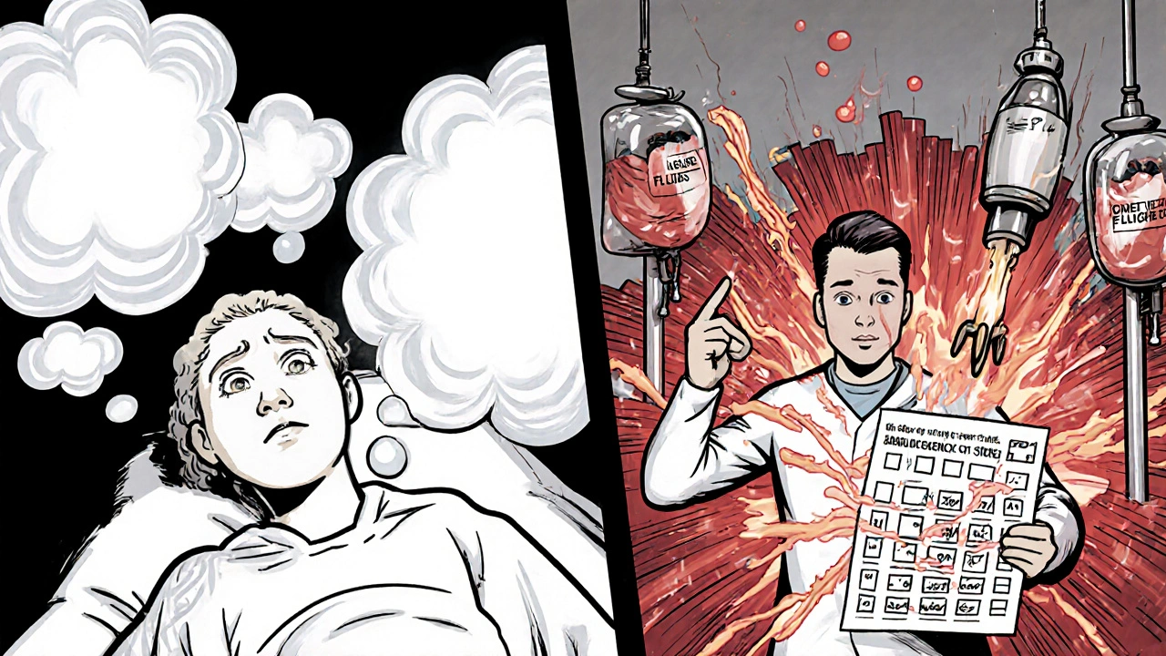 Emergency room scene with exploding CK levels and doctor reacting to critical signs