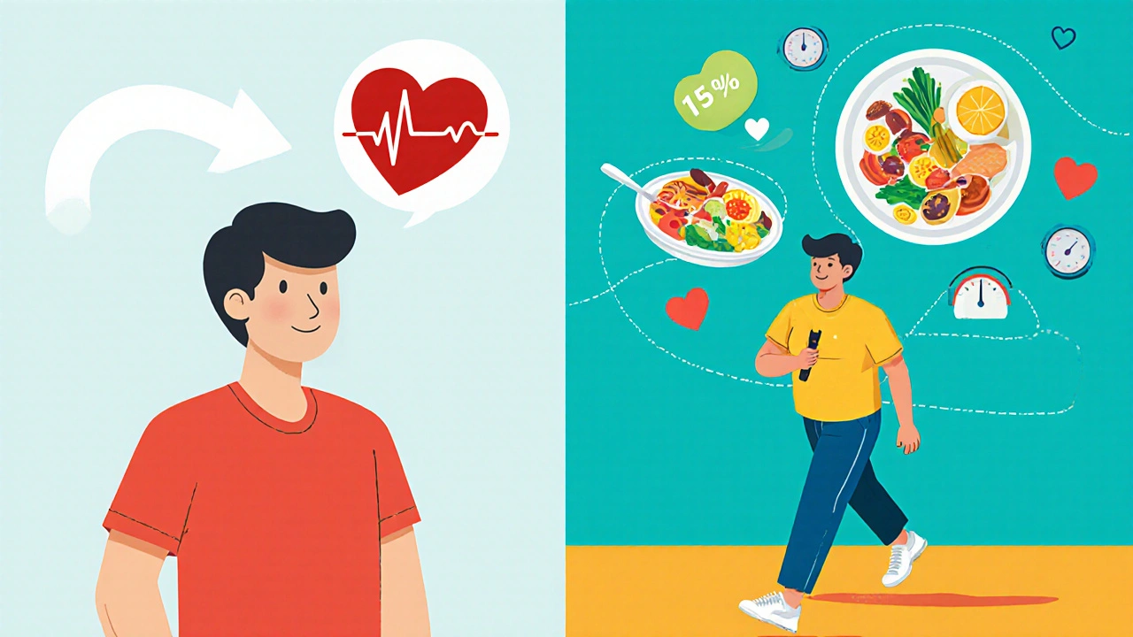 Side-by-side comparison of metformin vs. GLP-1 RA with lifestyle changes in retro cartoon style.