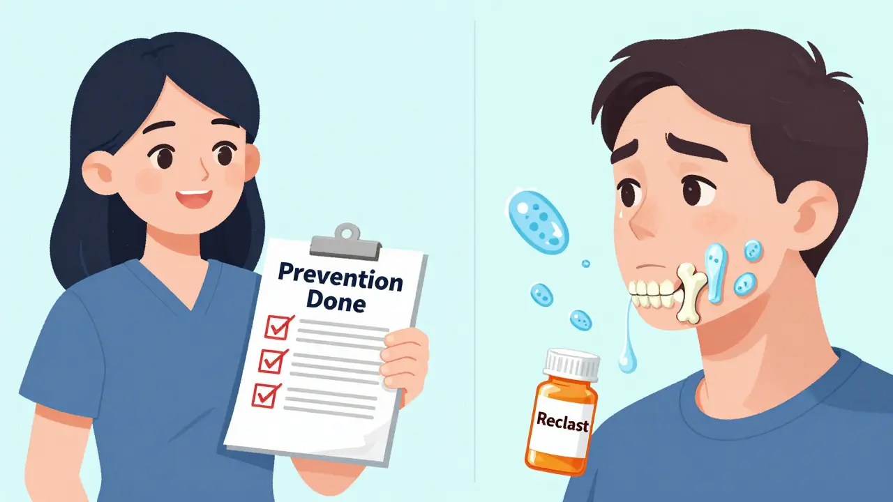 Before and after: preventive dental visit versus osteonecrosis symptoms