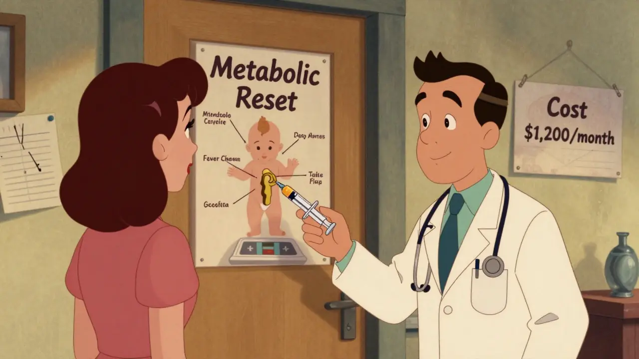 A doctor gives a syringe-key to unlock metabolic health, revealing restored fertility and well-being