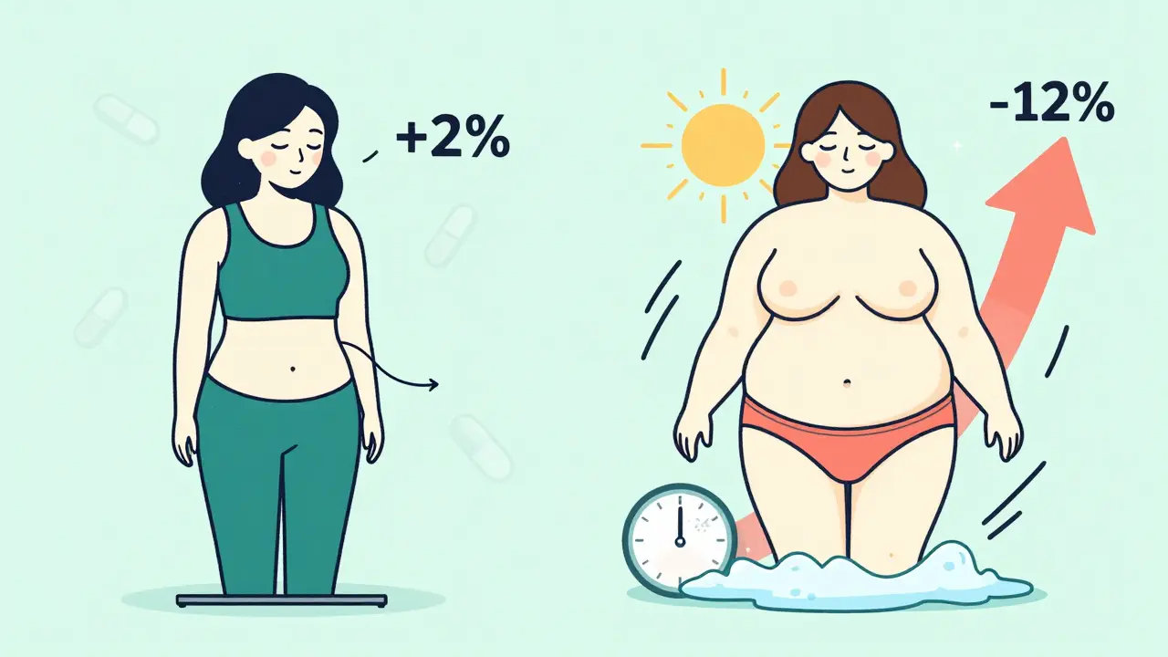 Two women comparing weight loss: one with minimal change, the other with dramatic metabolic improvement