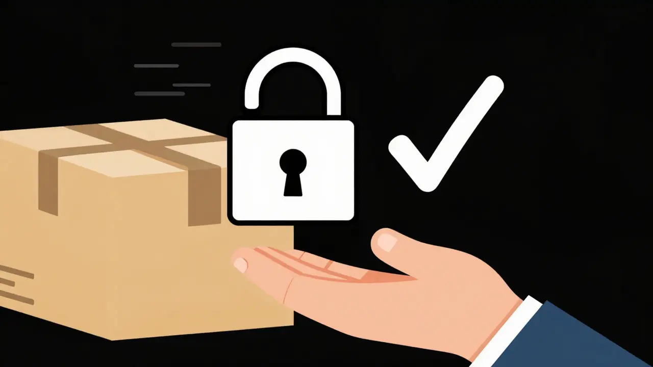 Abstract representation of a secure online pharmacy transaction and delivery